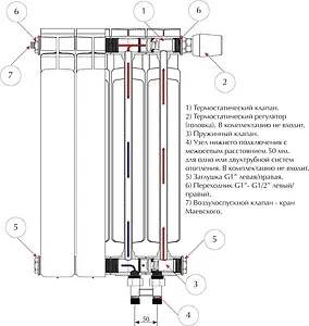 Радиатор биметаллический 8 секций нижнее левое подключение Rifar Alp Ventil 500 RAVL50008 Радиатор биметаллический 8 секций нижнее левое подключение Rifar Alp Ventil 500 RAVL50008, 3