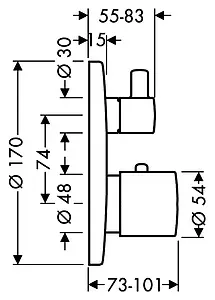 Термостат для 1 потребителя Hansgrohe Ecostat S хром 15701000, 2