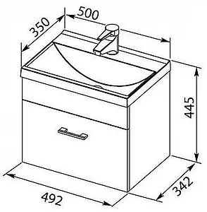 Тумба-умывальник подвесная Aquanet Нота 50 венге 00159093+00204095 Тумба-умывальник подвесная Aquanet Нота 50 венге 00159093+00204095, 2