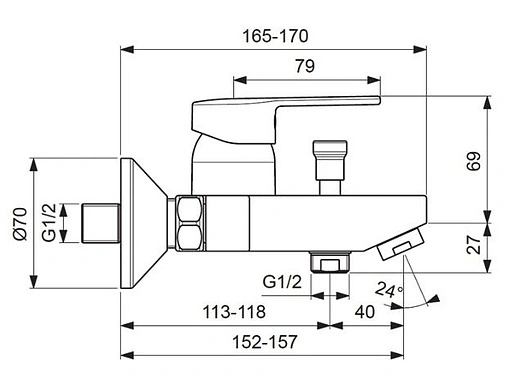 Смеситель для ванны Vidima Logik хром BA279AA Смеситель для ванны Vidima Logik хром BA279AA