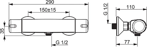 Термостат для душа Oras Nova хром 7470U