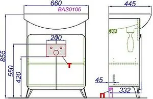 Тумба-умывальник напольная Aqwella Basic 65 белый/дуб золотой BAS0106DZ+4620008192475 Тумба-умывальник напольная Aqwella Basic 65 белый/дуб золотой BAS0106DZ+4620008192475, 2