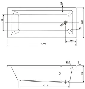 Ванна акриловая Cezares Plane Solo Mini 170x80 Ванна акриловая Cezares Plane Solo Mini 170x80, 2