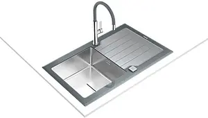 Мойка кухонная Teka Diamond RS15 1B 1D 86 нержавеющая сталь/серый камень 115100021 Мойка кухонная Teka Diamond RS15 1B 1D 86 нержавеющая сталь/серый камень 115100021, 5