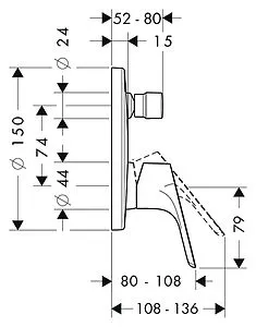 Смеситель для ванны скрытого монтажа Hansgrohe Focus хром 31945000 Смеситель для ванны скрытого монтажа Hansgrohe Focus хром 31945000, 2