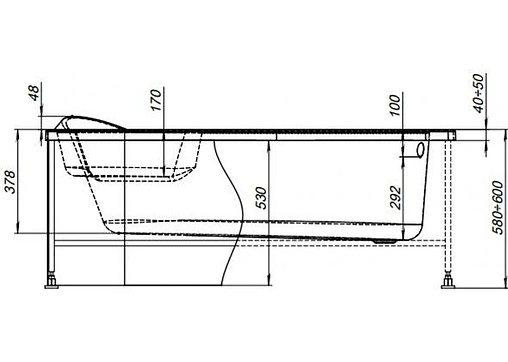 Панель для ванны фронтальная левая Aquanet Lyra 150 белый 00254804