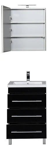 Шкаф-зеркало Aquanet Верона 58 L чёрный 00175384