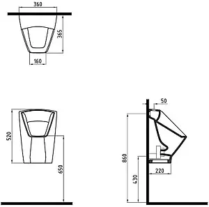 Писсуар со скрытым подводом воды Bien Neptun белый NPPS05201VSAW5000 Писсуар со скрытым подводом воды Bien Neptun белый NPPS05201VSAW5000, 2