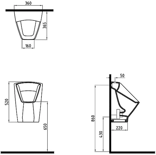 Писсуар со скрытым подводом воды Bien Neptun белый NPPS05201VSAW5000