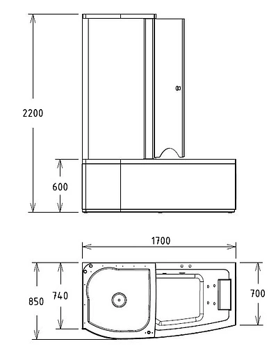 Ванна акриловая с гидромассажем Gemy 170x85 L G8040 B L
