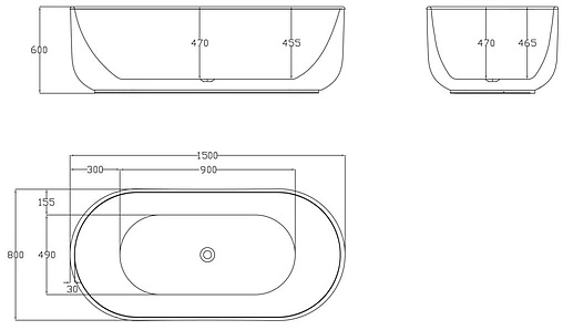 Ванна акриловая отдельностоящая BelBagno 150x80 BB401-1500-800