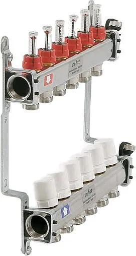 Группа коллекторная с расходомерами 6 отводов 1&quot;в/в x ¾&quot;ек Uni-fitt 450I4306