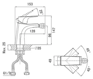 Смеситель для биде D&K Hertz Rhein хром DA1292201 Смеситель для биде D&K Hertz Rhein хром DA1292201, 2