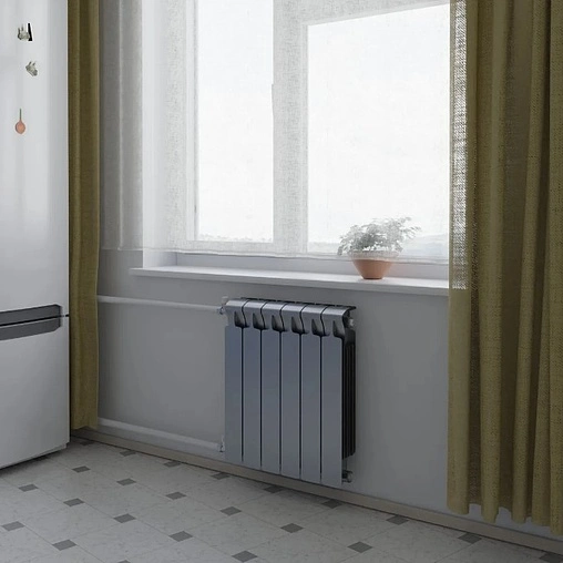 Радиатор биметаллический 6 секций Rifar Monolit 500 серый RM50006 tit