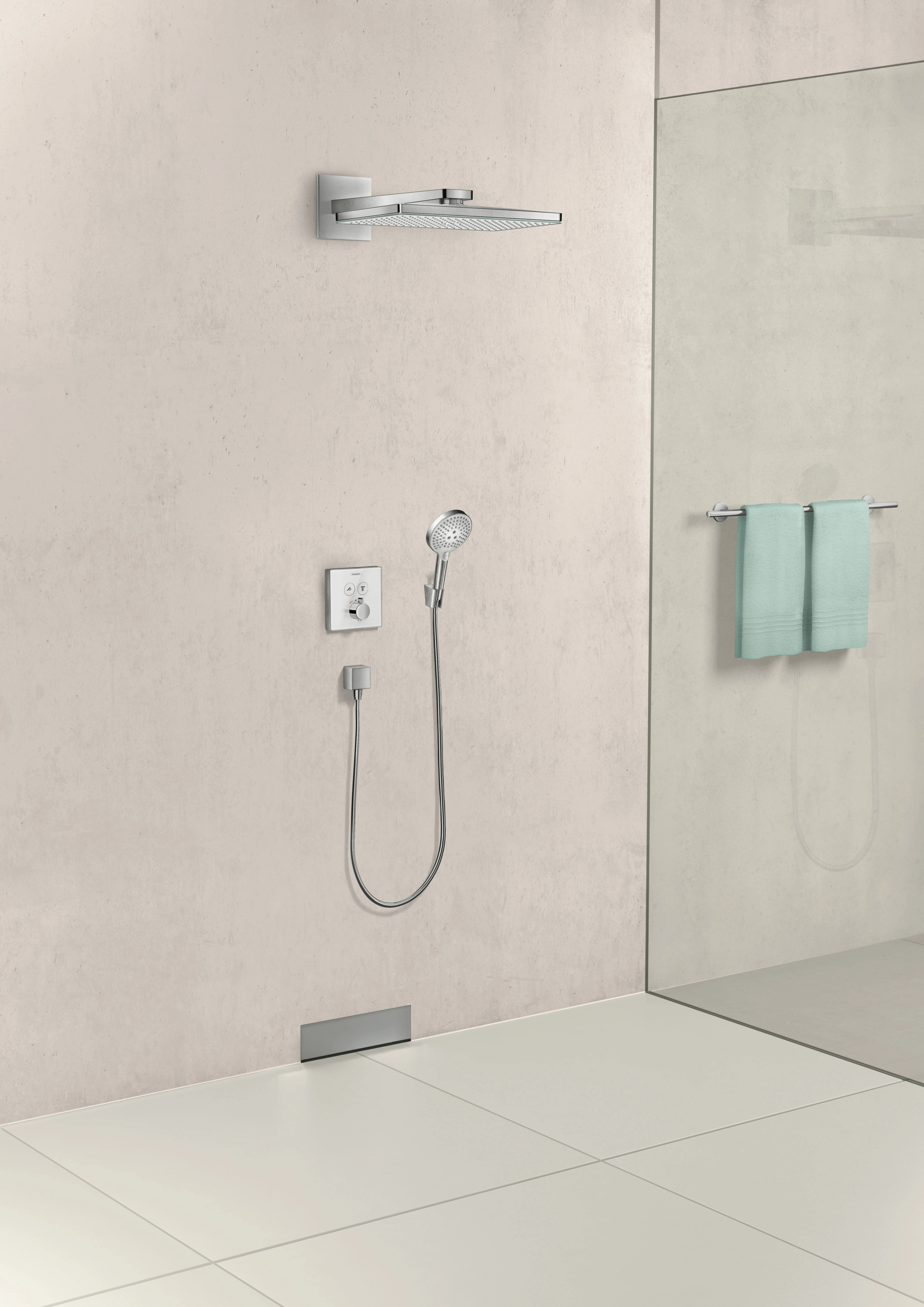 Термостат для 2 потребителей Hansgrohe ShowerSelect Glass белый/хром 15738400