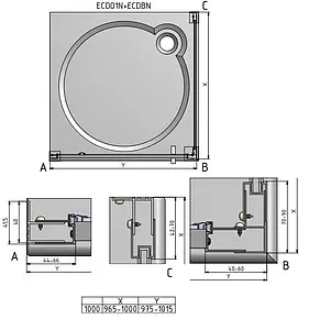 Душевое ограждение 1000x1000мм прозрачное стекло Roltechnik Exclusive Line ECDO1N+ECDBN/1000*1000 562-1000000-00-02+563-1000000-00-02 Душевое ограждение 1000x1000мм прозрачное стекло Roltechnik Exclusive Line ECDO1N+ECDBN/1000*1000 562-1000000-00-02+563-1000000-00-02, 2