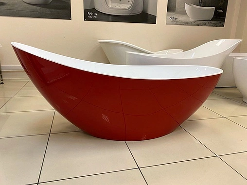Ванна акриловая отдельностоящая Abber 184x79 белый/панель Red AB9233R