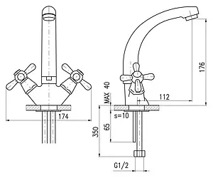 Смеситель для кухни Rav Slezak Morava retro хром MK120.5/2, 2