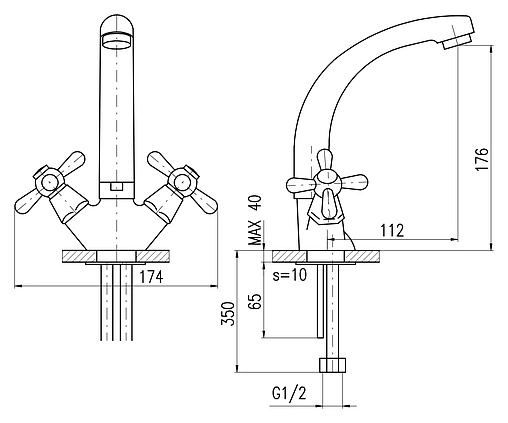 Смеситель для кухни Rav Slezak Morava retro хром MK120.5/2