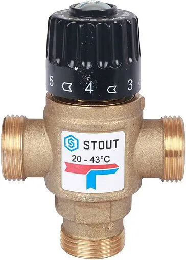 Трехходовой термостатический смесительный клапан ¾&quot; +20...+43°С Kvs 1.6 Stout SVM-0120-164320