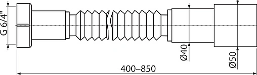 Слив гофрированный AlcaPlast 1½&quot;x40/50мм L=400-850мм A77