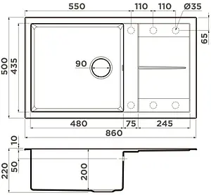 Мойка кухонная Omoikiri Sumi 86-WH белый 4993649, 2