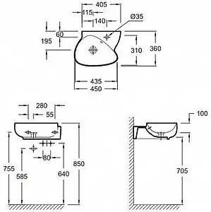 Раковина Jacob Delafon Nouvelle Vague 45 белый EGK112-00 Раковина Jacob Delafon Nouvelle Vague 45 белый EGK112-00, 2