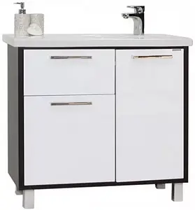 Тумба-умывальник напольная Aquaton Брайтон 80 белый/венге 1A1860K0BR500 Тумба-умывальник напольная Aquaton Брайтон 80 белый/венге 1A1860K0BR500, 1