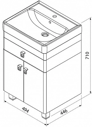 Тумба-умывальник напольная IDDIS Carlow 55 белый/дуб CAR55W2i95+0045500i28