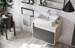 Тумба-умывальник подвесная Aquaton Лофт Урбан 65 графит/орегон 1A2540K0LQX60, 3