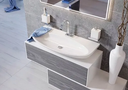 Комод подвесной Aqwella Genesis 100 миллениум серый/белый GEN0310MG