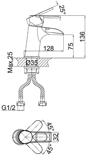 Смеситель для раковины D&amp;K Rhein Marx хром DA1392801