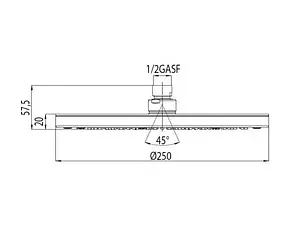 Лейка верхнего душа с настенным креплением Bossini Elios хром H19412G.030, 2