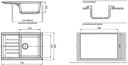 Мойка кухонная GranFest Practik P-760L серый