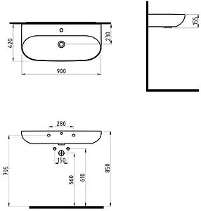 Раковина Bien Vokha 90 черный MDLS09001FD1B9000 Раковина Bien Vokha 90 черный MDLS09001FD1B9000, 2