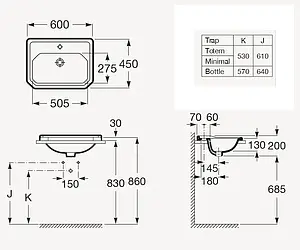 Раковина Roca Carmen 60 белый 3270A5000, 2