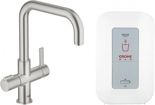 Смеситель для кухни со встроенным нагревом воды Grohe Red Duo хром матовый 30145DC0