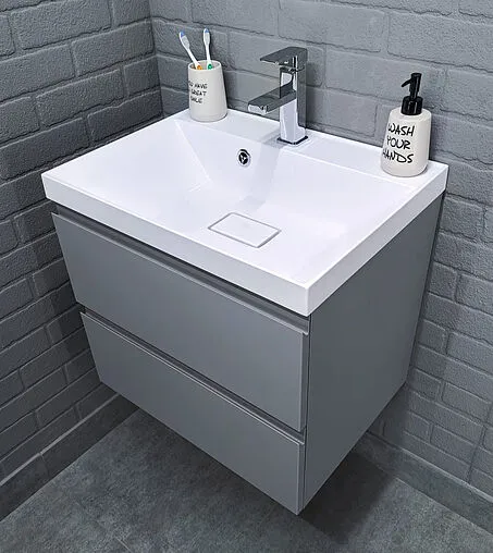 Тумба-умывальник подвесная Домино Graffo 60 светло-серый DGr2407T+4627173210164