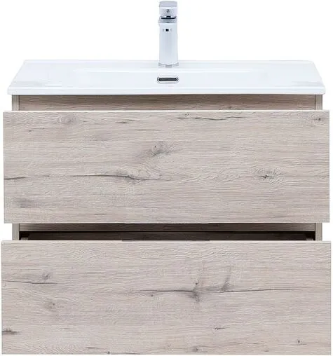 Тумба-умывальник подвесная Aquanet Алвита New 70 дуб веллингтон/белый 00303910+00284027