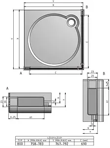 Душевая дверь 800мм прозрачное стекло Roltechnik Lega Lift Line LZCO⅛00 227-8000000-00-02, 2
