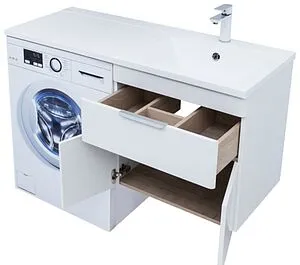 Тумба-умывальник над стиральной машиной Aquanet Ирис new 120 R белый глянец 00310148+НФ-00007670 Тумба-умывальник над стиральной машиной Aquanet Ирис new 120 R белый глянец 00310148+НФ-00007670, 1