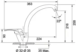 Смеситель для кухни Franke Vega серый камень 115.0334.567 Смеситель для кухни Franke Vega серый камень 115.0334.567, 2