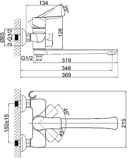 Смеситель для ванны с длинным изливом D&amp;K Rhein Reisling хром DA1273301