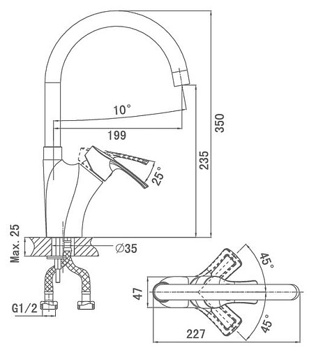Смеситель для кухни D&amp;K Furth Bayern хром DA1222401