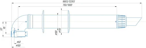 Комплект дымохода Антилед Ø 60/100мм L=1000мм Krats Антилёд KTL-01B-1