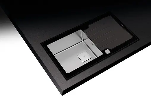 Мойка кухонная Teka Diamond RS15 1B 1D 86 нержавеющая сталь/чёрное стекло 115100011