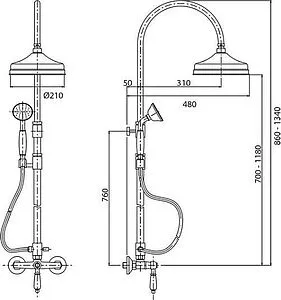 Душевая система со смесителем для душа Cezares Margot золото MARGOT-CD-03/24-M Душевая система со смесителем для душа Cezares Margot золото MARGOT-CD-03/24-M, 2
