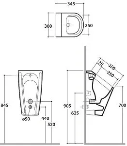 Писсуар со скрытым подводом воды Globo Forty3 белый FO031BI, 2