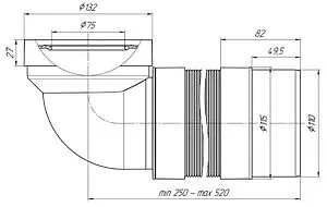Гофра для унитаза Ани Пласт 90° 250-520мм K712R Гофра для унитаза Ани Пласт 90° 250-520мм K712R, 2