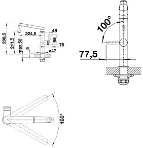 Смеситель для кухни с выдвижным изливом Blanco Panera-S нержавеющая сталь 521547, 2